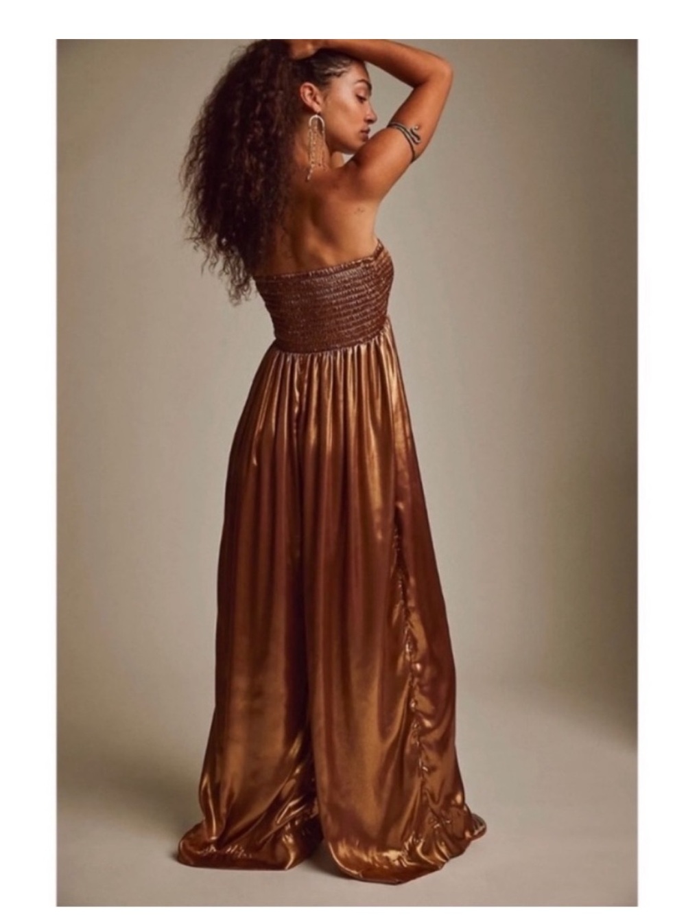 Free People Julie Strapless Jumpsuit – Metallic Desert Topaz – Size Small - Picture 7 of 12